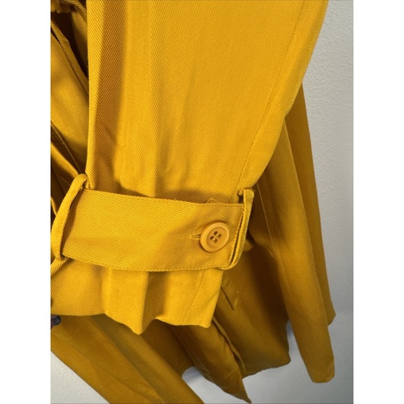 Gianni Bini Mustard Yellow Drawstring Waist Utility Trench Jacket Size Large - Picture 6 of 12